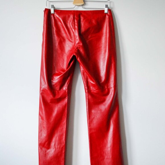 Juicy-Red Danier Leather Pants - Picture 4 of 6
